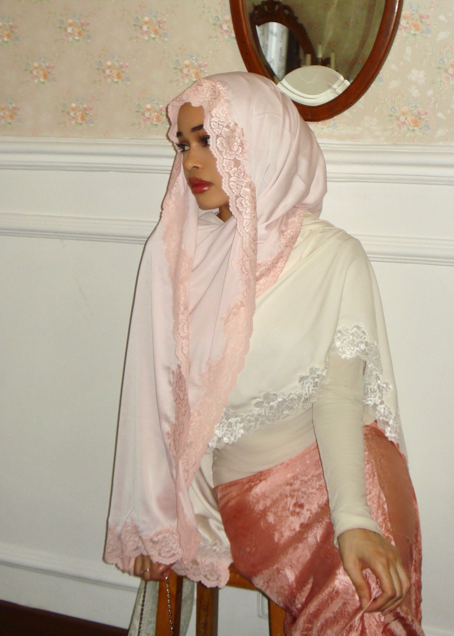 Petal Satin Lace scarf