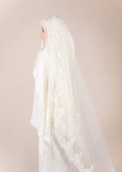 Melati satin Full lace Ivory Scarf