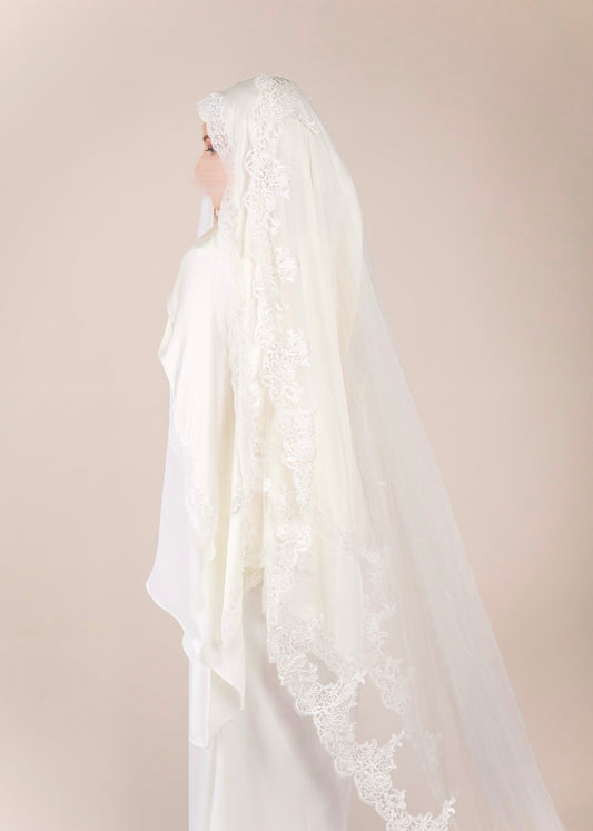 Melati satin Full lace Ivory Scarf